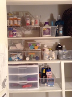 Linen closet Organized and used for Medication